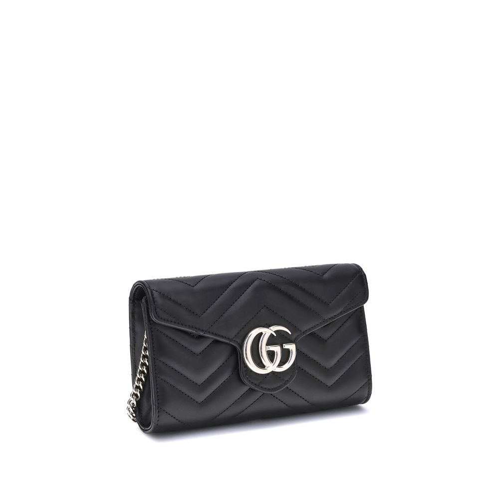 Gucci GG Marmont Leather Wallet With Chain