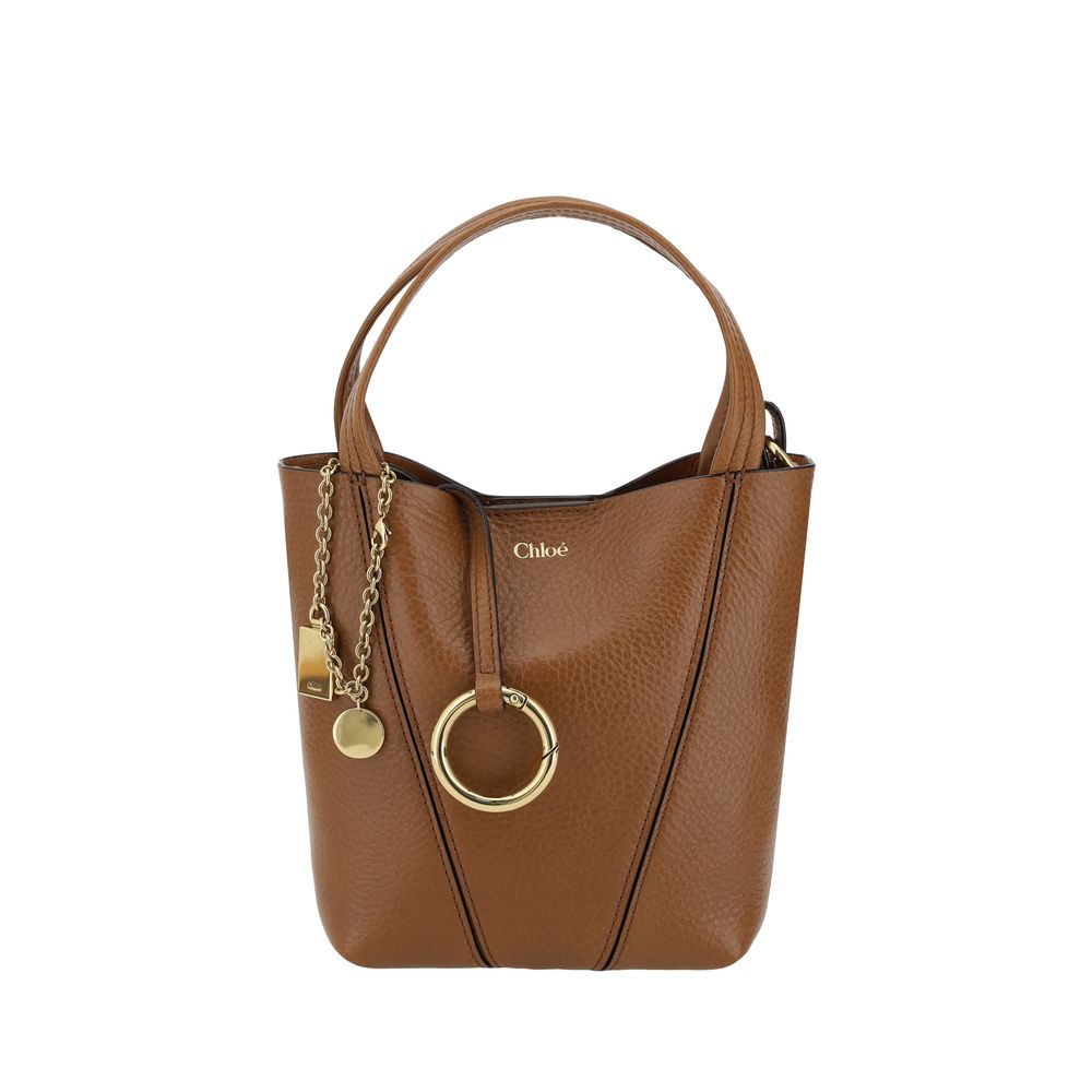 Chloé Small Spin Tote & Shoulder Bag In Grained Leather - Tan Brown