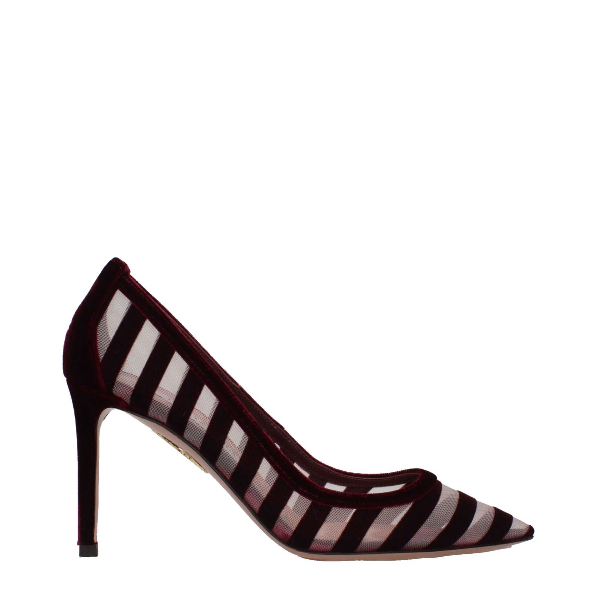 Aquazzura Sheer & Velvet High Heel Pumps - Bordeaux 