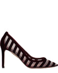 Aquazzura Sheer & Velvet High Heel Pumps - Bordeaux 