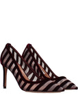 Aquazzura Sheer & Velvet High Heel Pumps - Bordeaux 
