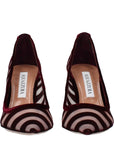 Aquazzura Sheer & Velvet High Heel Pumps - Bordeaux 
