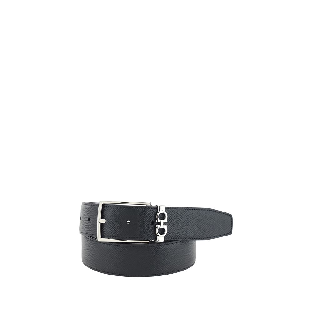 Ferragamo Leather Belt With Square Gancini Buckle
