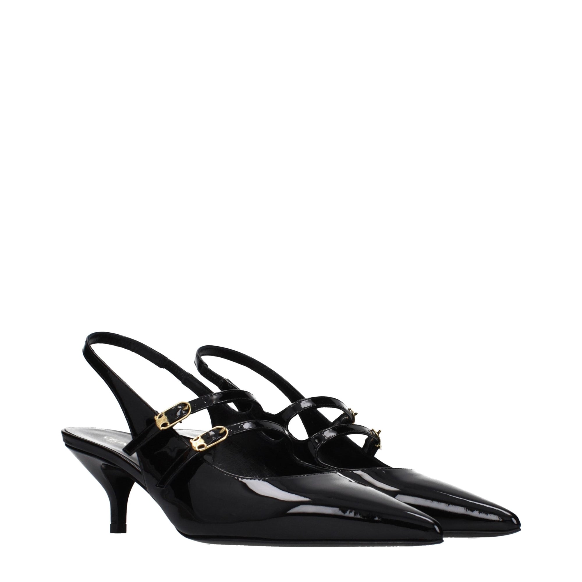 Celine Mary Jane Slingback Pumps - Black