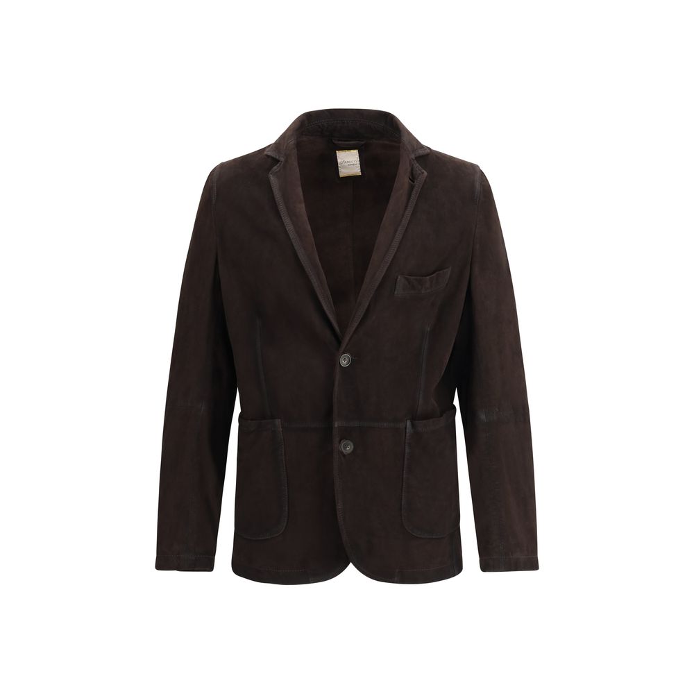 D'amico Suede Leather Blazer - Dark Chocolate