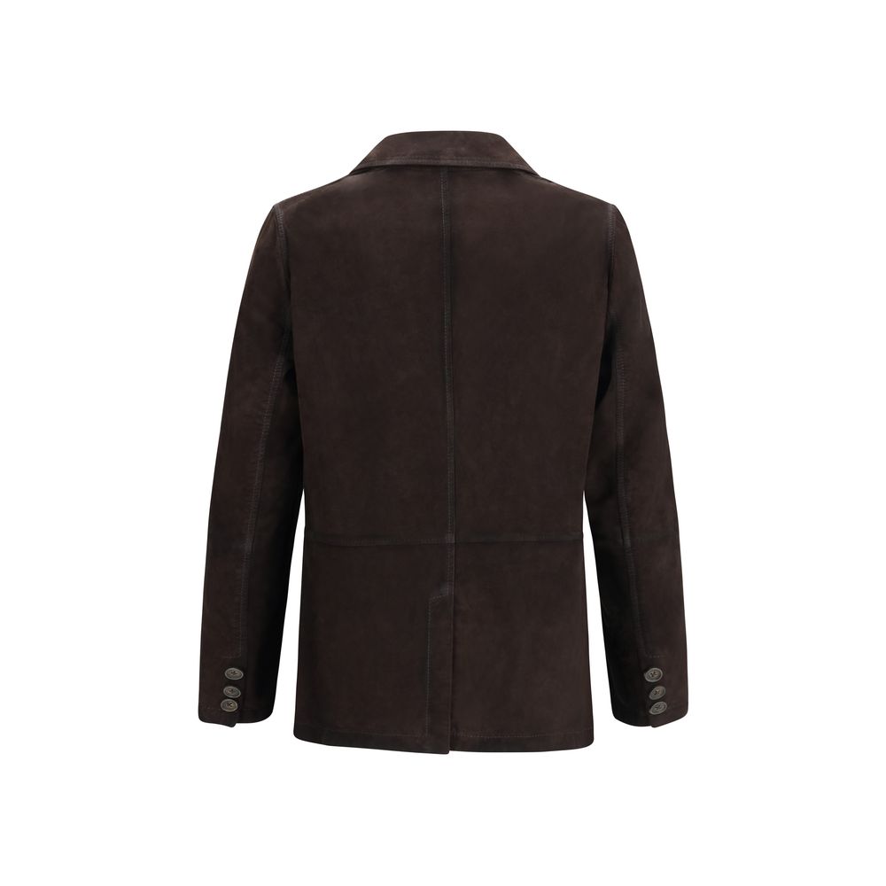 D'amico Suede Leather Blazer - Dark Chocolate