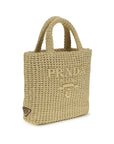 Prada Logo Shopper & Small Crochet Tote - Beige