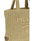 Prada Logo Shopper & Small Crochet Tote - Beige