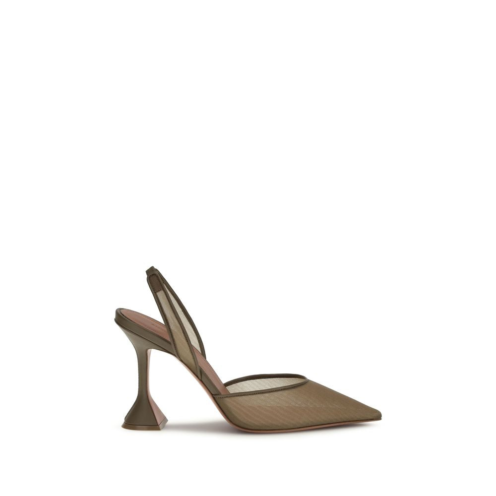 Amina Muaddi Holli Slingback Heels - Musk