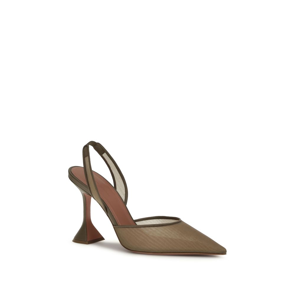 Amina Muaddi Holli Slingback Heels - Musk