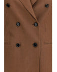 Lardini Double-Breasted Linen Blazer - Milk Chocolate