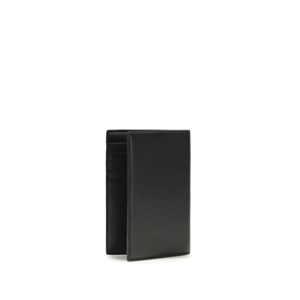 Saint Laurent Cassandre Logo Bifold Leather Wallet - Black