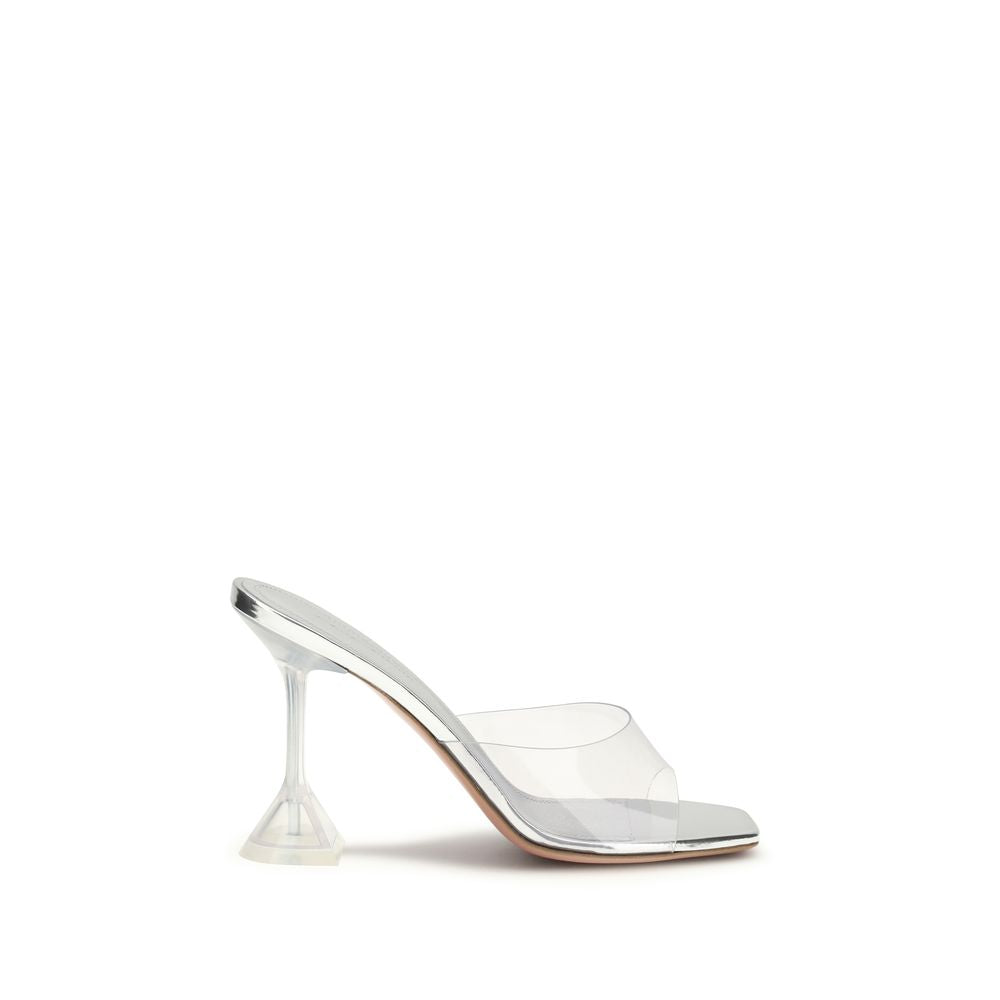 Amina Muaddi Lupita Glass Mule Sandals - Silver