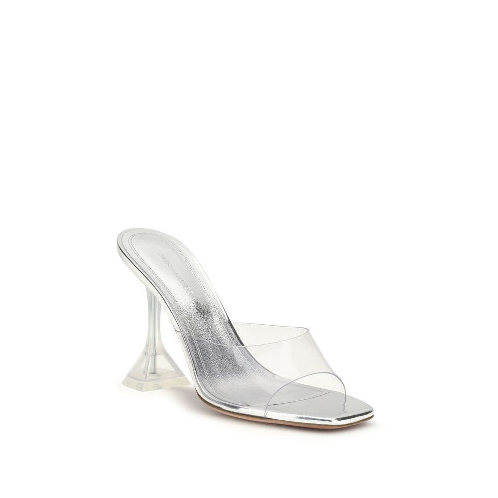 Amina Muaddi Lupita Glass Mule Sandals - Silver