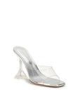 Amina Muaddi Lupita Glass Mule Sandals - Silver