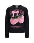 Ganni Raspberry Graphic Sweater - Gray/Grey