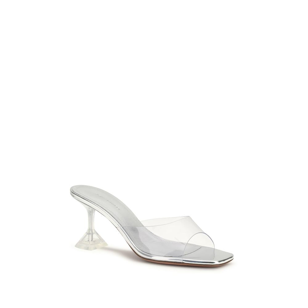 Amina Muaddi Lupita Glass Mule Sandals - Silver