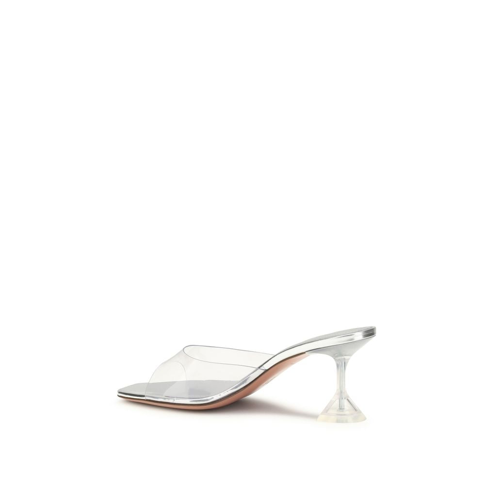 Amina Muaddi Lupita Glass Mule Sandals - Silver
