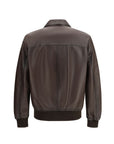 D’Amico Leather Bomber Jacket - Dark Chocolate 