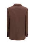 Brunello Cucinelli Double-Breasted Longline Linen Blazer - Brown