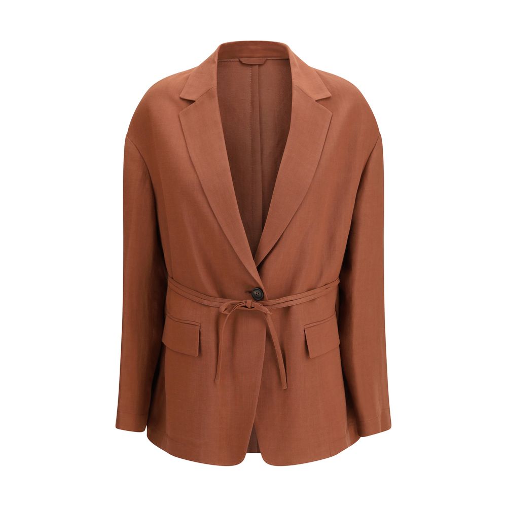 Brunello Cucinelli Linen-Blend Blazer - Rust