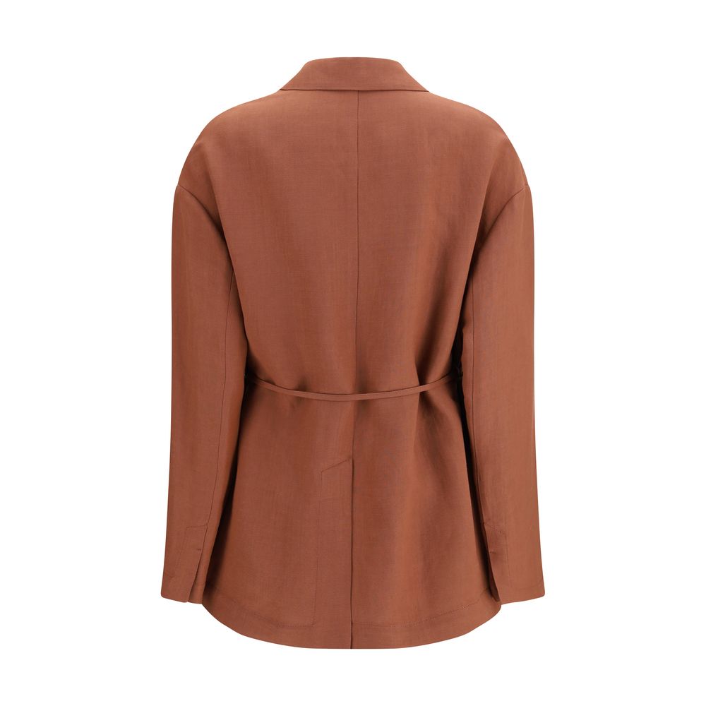 Brunello Cucinelli Linen-Blend Blazer - Rust