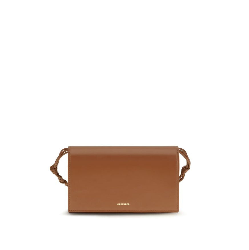 Jil Sander Crossbody Tangle Wallet With Strap - Tan Brown