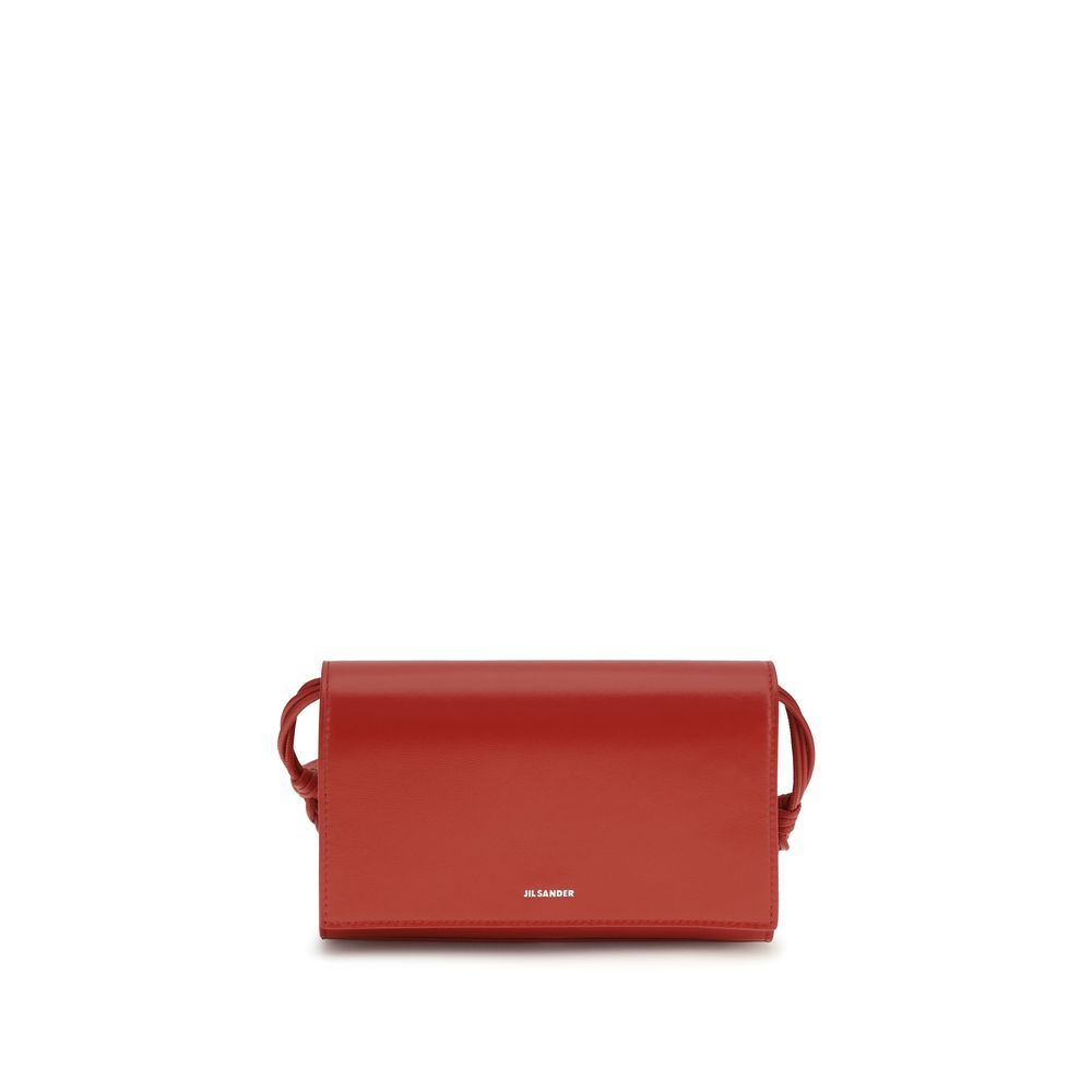 Jil Sander Crossbody Tangle Wallet With Strap- Red