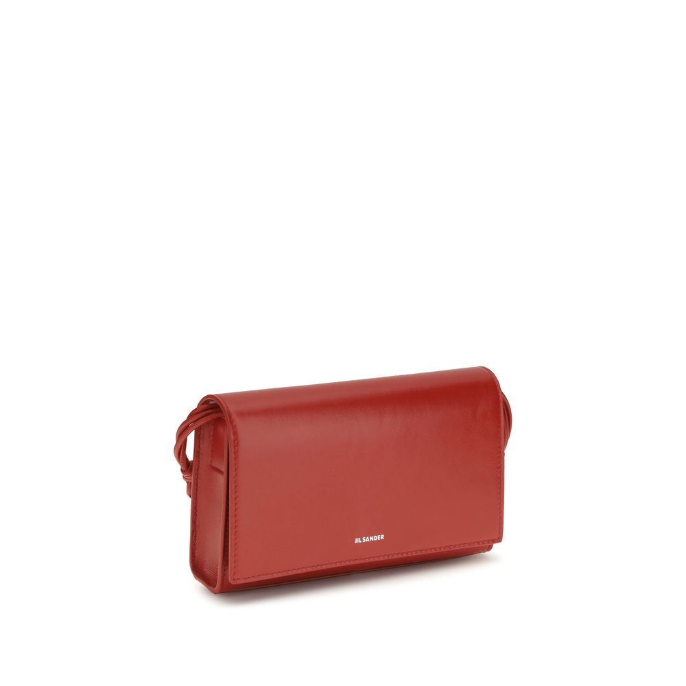 Jil Sander Crossbody Tangle Wallet With Strap- Red