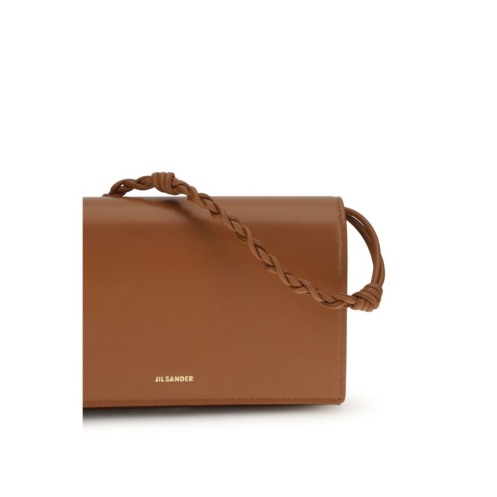 Jil Sander Crossbody Tangle Wallet With Strap - Tan Brown