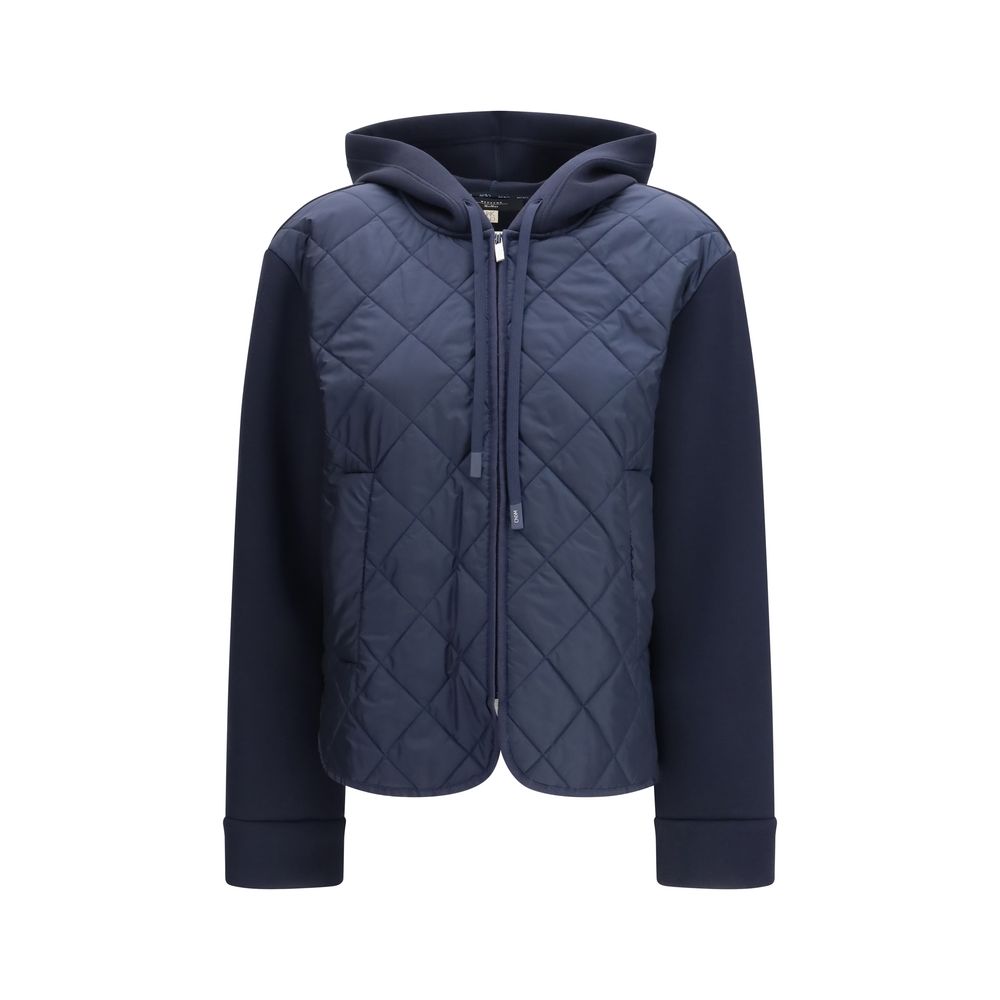 Max Mara Edito Blue Quilted Hooded Jacket