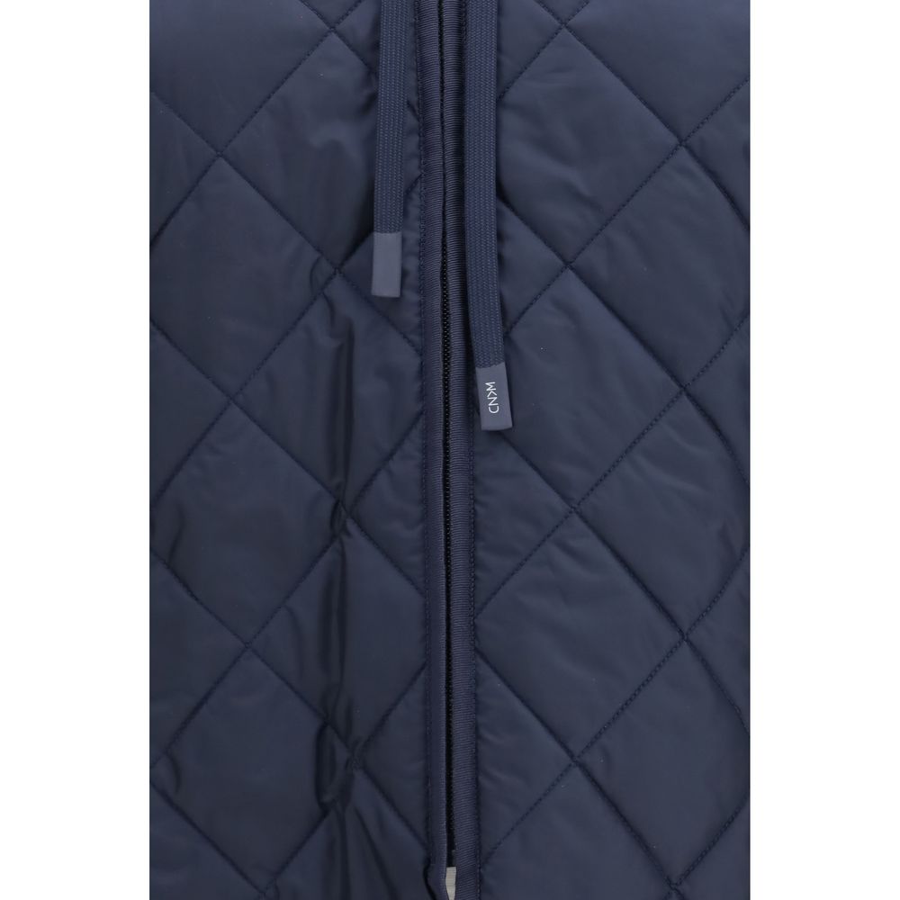 Max Mara Edito Blue Quilted Hooded Jacket