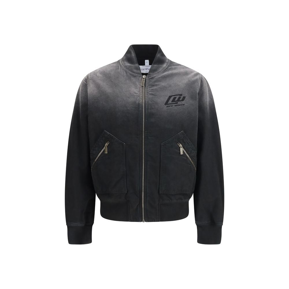Off-White Denim Effect Bomber - Black