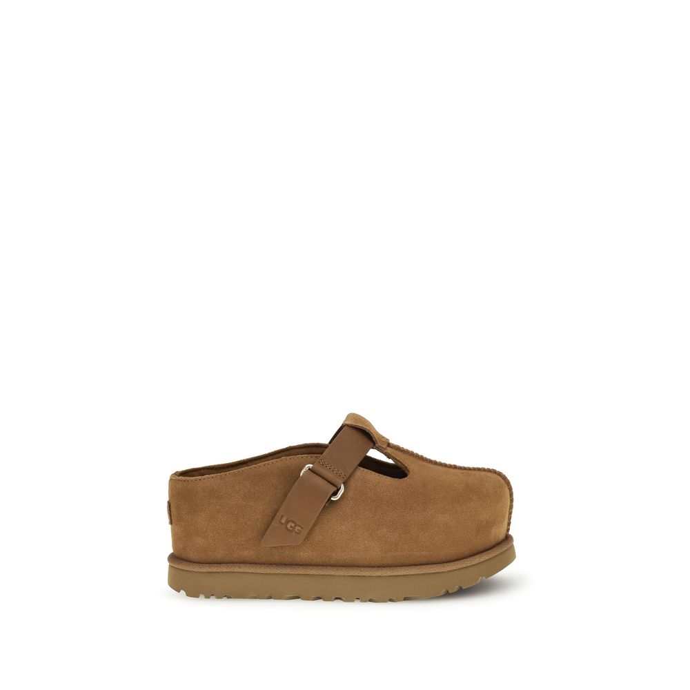 UGG Goldenstar Leather Platform Clog & Mules - Tan Brown