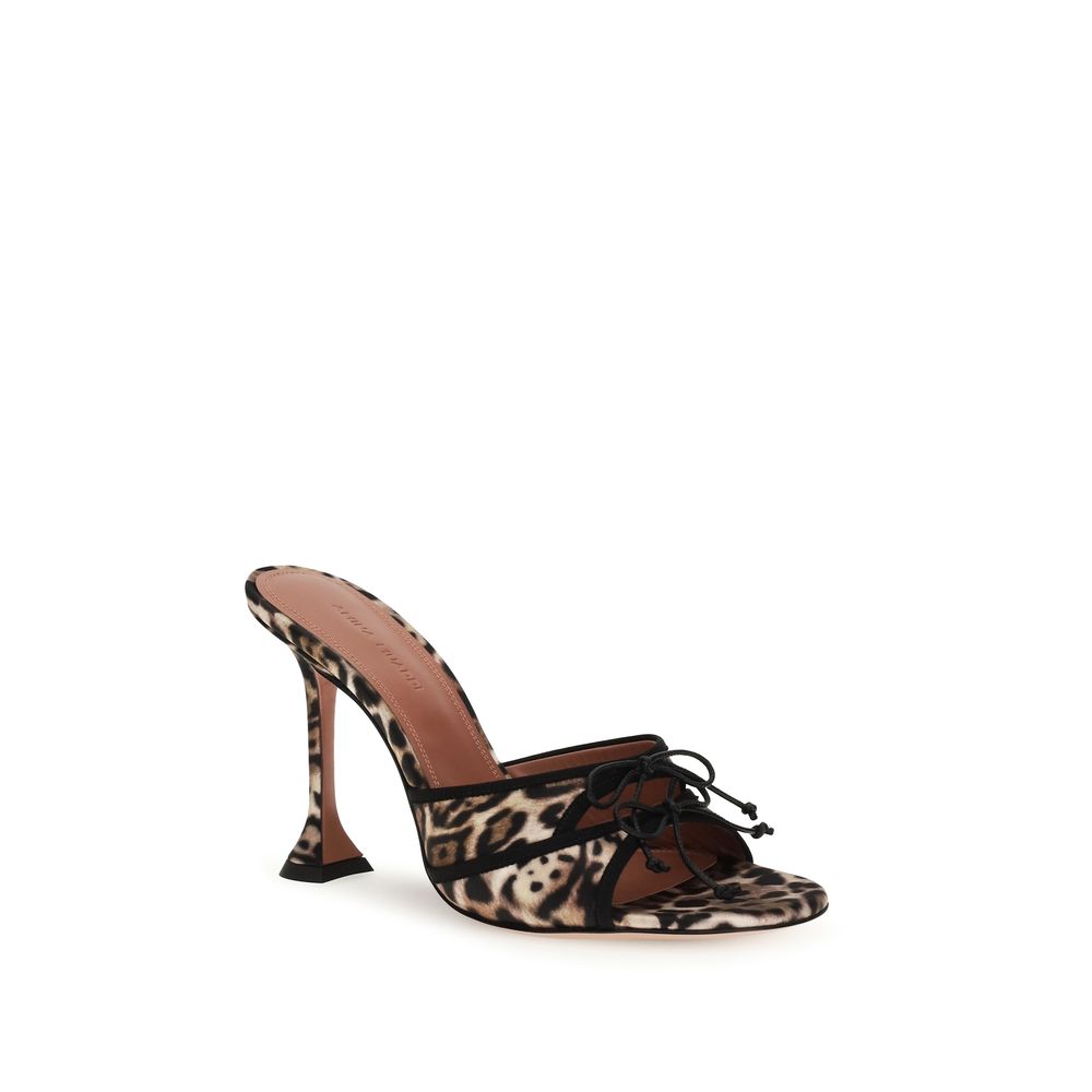 Amina Muaddi Eleanora Peep Toe Mule Sandals - Leopard Print