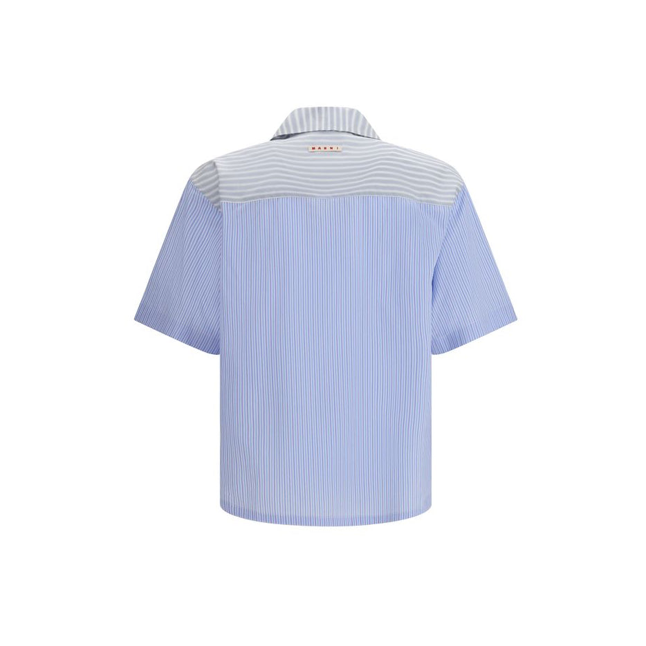Marni Striped Pattern Short Sleeve Shirt - Cerulean Blue