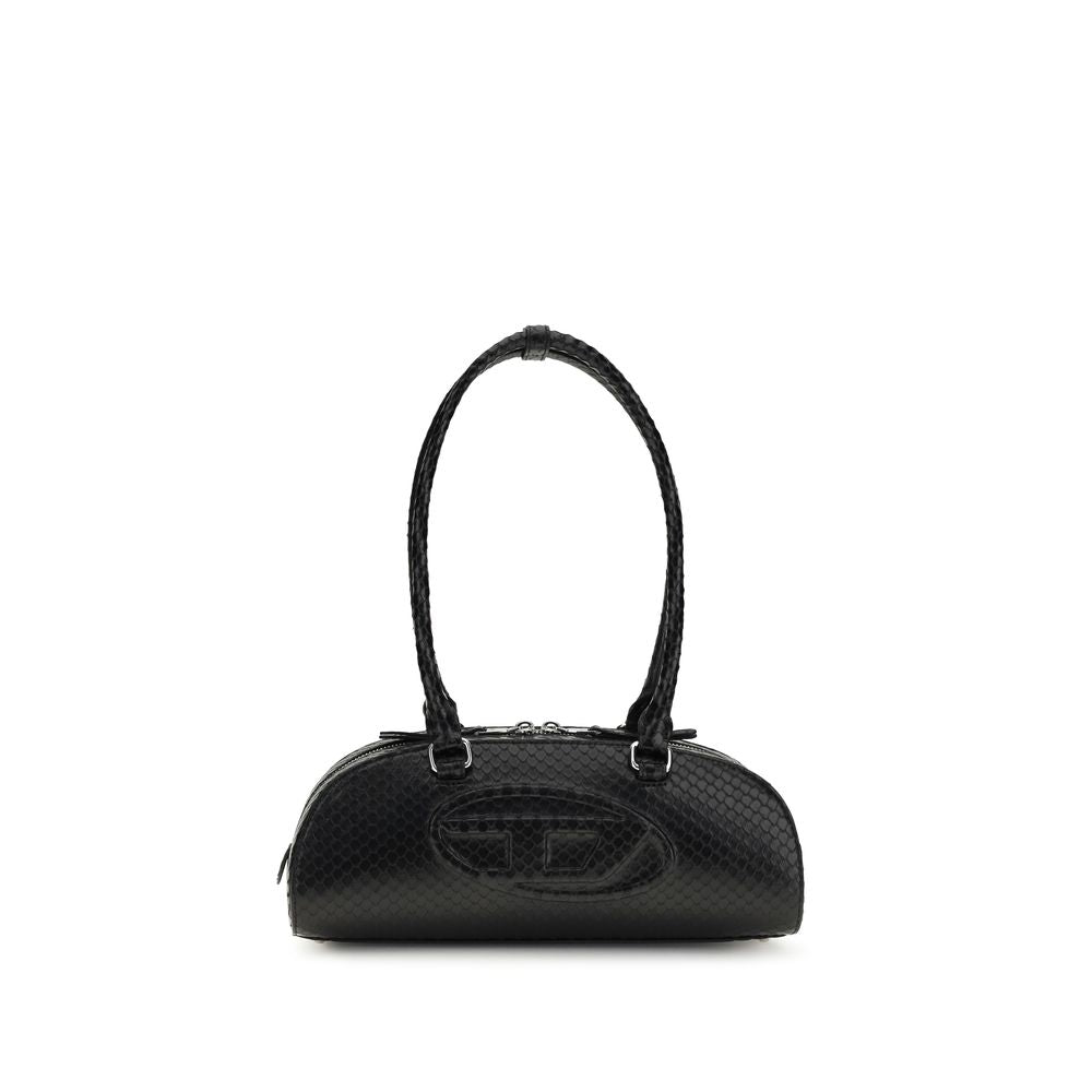 Diesel 1DR Python Effect Leather Shoulder Bag - Black