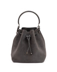 Jimmy Choo Suede Leather Bon Bon Bucket Bag - Smoke Gray/Grey
