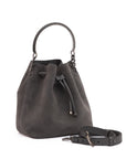 Jimmy Choo Suede Leather Bon Bon Bucket Bag - Smoke Gray/Grey