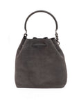 Jimmy Choo Suede Leather Bon Bon Bucket Bag - Smoke Gray/Grey