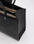 Jimmy Choo Logo Tote Leather Handbag - Black