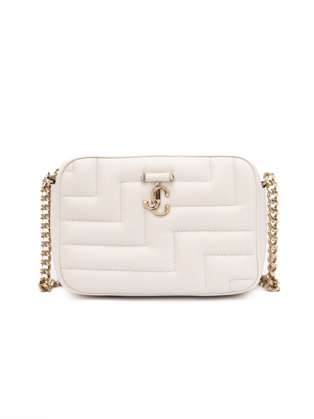 Jimmy Choo Leather Avenue Camera Crossbody Bag - White