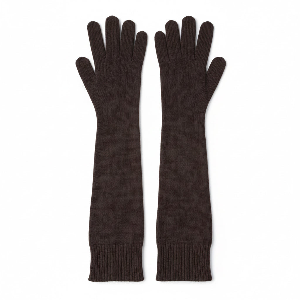 Dolce & Gabbana Cashmere Elbow Length Gloves - Dark Chocolate