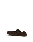 Miu Miu Suede Leather Mary Jane Ballet Flats - Dark Chocolate