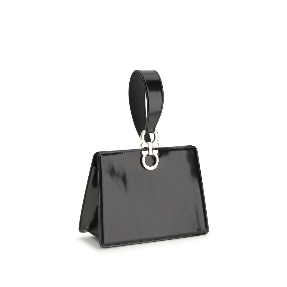 Ferragamo Leather Gancini Mini Clutch Bag - Black