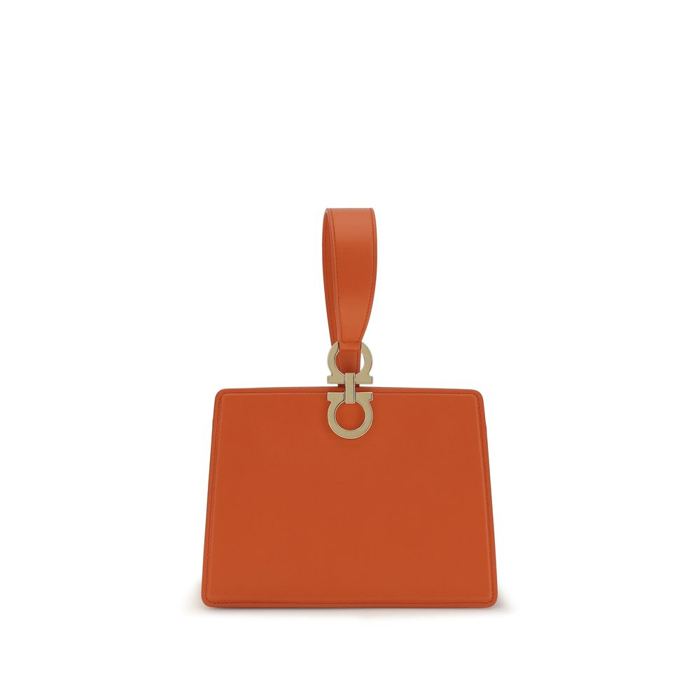 Ferragamo Leather Gancini Mini Clutch Bag - Burnt Orange