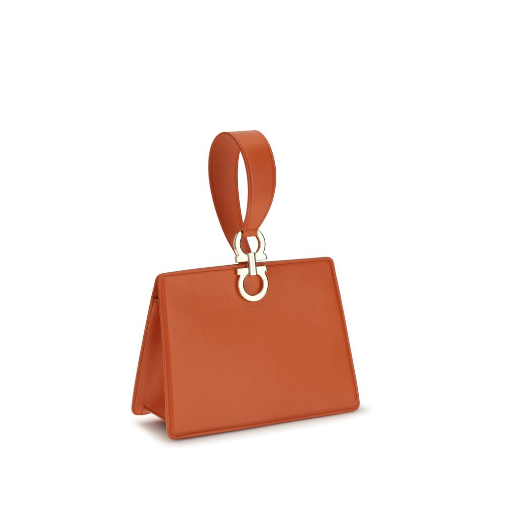 Ferragamo Leather Gancini Mini Clutch Bag - Burnt Orange