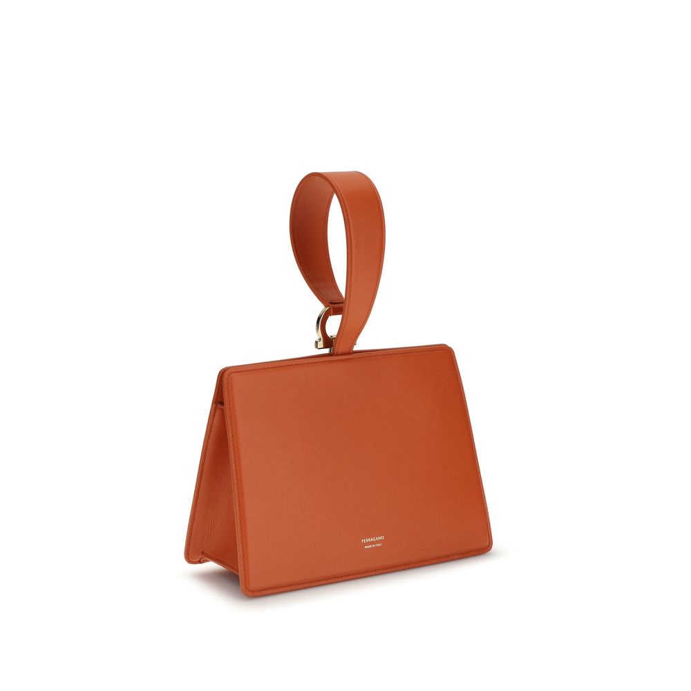 Ferragamo Leather Gancini Mini Clutch Bag - Burnt Orange