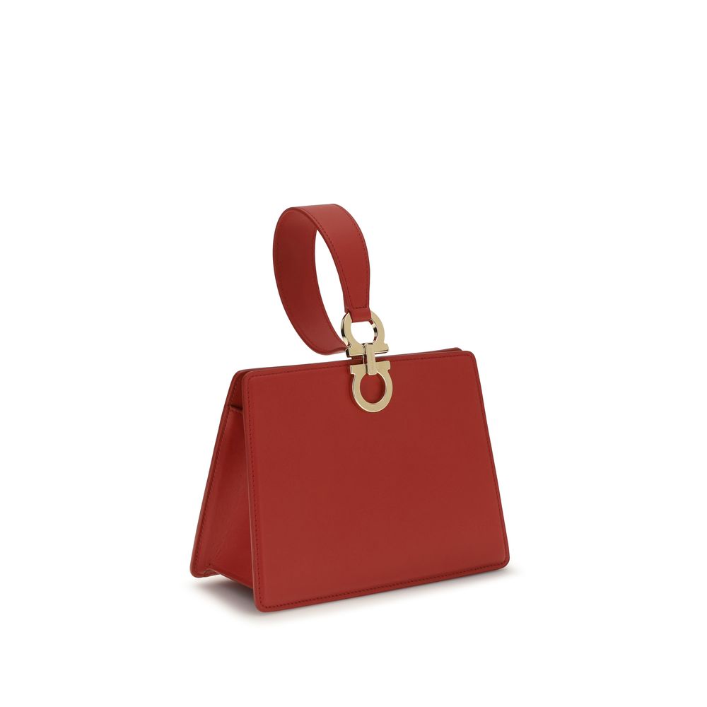 Ferragamo Leather Gancini Mini Clutch Bag - Red