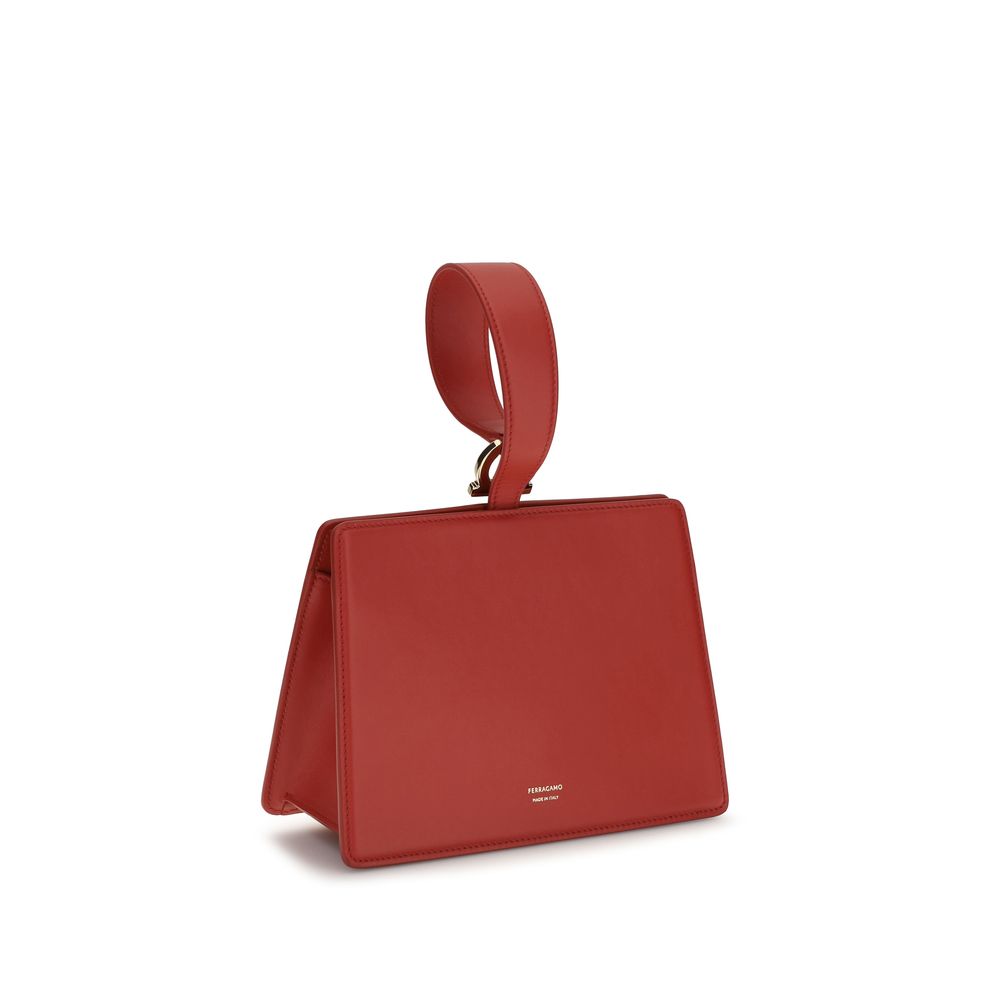Ferragamo Leather Gancini Mini Clutch Bag - Red